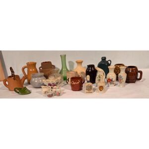 Vintage Mini Pottery Lot Small Vases Creamers Pitchers Rustic Decor